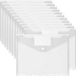 Vobou 12 Pack Plastic Envelopes Binder Pocket 11 Holes Expandable Binder Folders for 2/3/4 Ring Document Pouch, Snap Button and Lable Poly Envelopes for School, Home and Office, 6 Assorted Color